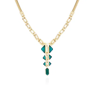 Vince Camuto Goldtone Tri Blue Zircon Stone Drop Pendant Necklace