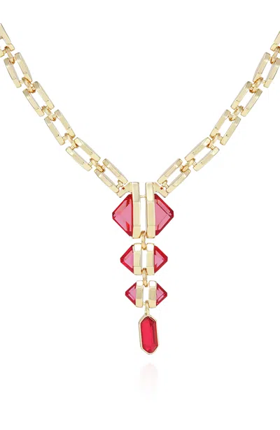 Vince Camuto Goldtone Tri Rose Stone Drop Pendant Necklace