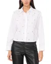 Vince Camuto Rivet Detail Crop Button-up Shirt In Ultra White