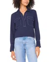 Vince Camuto Half Placket Blouse In Blue