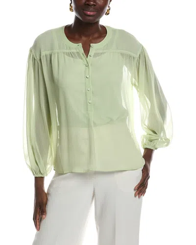 Vince Camuto Half Placket Shirred Yoke Blouse In Purple