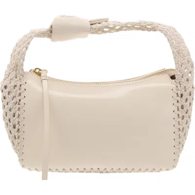 Vince Camuto Halia Womens Textured Leather Shoulder Handbag In Beige