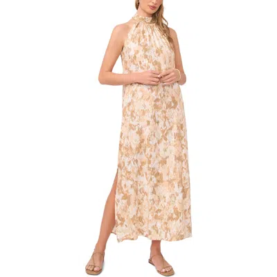 Vince Camuto Halter Neck Maxi Shift Dress In Brown