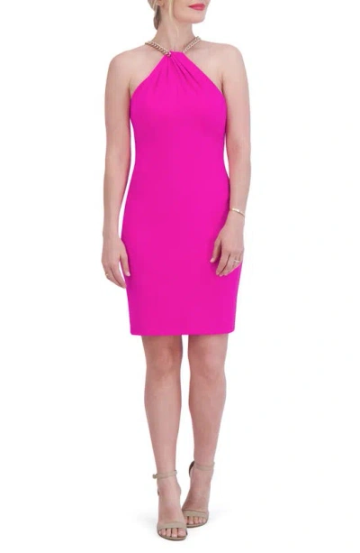 Vince Camuto Halter Neck Cocktail Dress In Fuchsia
