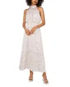 Vince Camuto Floral Satin Midi Dress In New Ivory