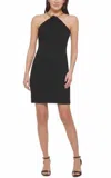 Vince Camuto Halter Neck Mini Dress In Blk/gold