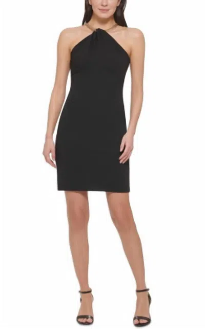 Vince Camuto Halter Neck Mini Dress In Blk/gold