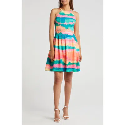 Vince Camuto Halter Neck Scuba Fit & Flare Dress