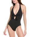 Vince Camuto Tie Front Halter One Piece Swimsuit In Black