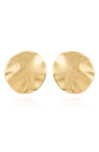 Vince Camuto Hammered Button Clip-on Earrings In Goldtone