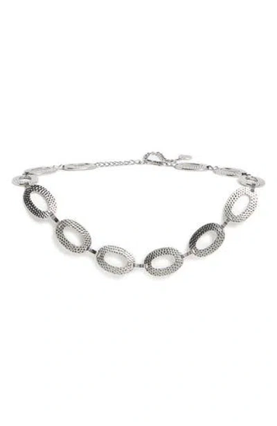 Vince Camuto Hammered Oval Chain Belt In Silver