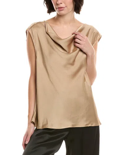 Vince Camuto Hammered Satin Cowl Neck Tank In Brown