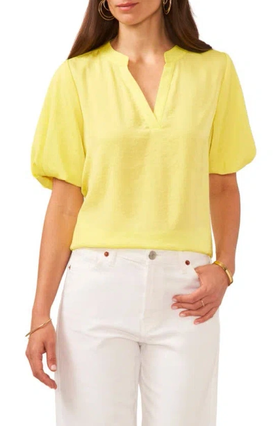 Vince Camuto Hammered Satin Puff Sleeve Top In Bright Lemon