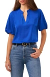 Vince Camuto Hammered Satin Puff Sleeve Top In Sapphire Sky