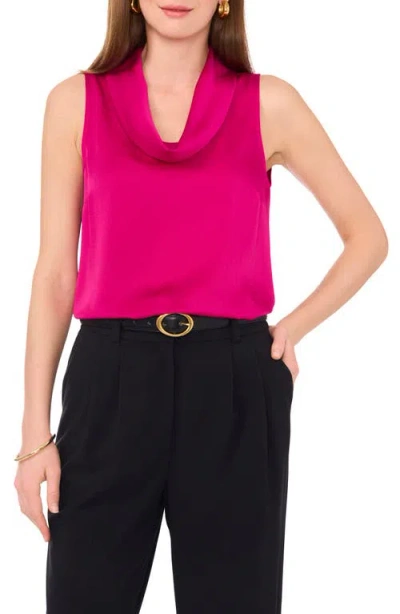 Vince Camuto Hammered Satin Sleeveless Cowl Neck Top In Berry Pink