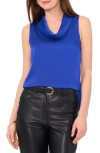 Vince Camuto Hammered Satin Sleeveless Cowl Neck Top In Sapphire Blue