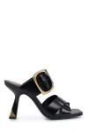 Vince Camuto Helya Heeled Buckle Sandals In Black