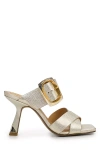 Vince Camuto Helya Heeled Buckle Sandals In Gold