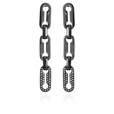 VINCE CAMUTO HEMATITE LINK DANGLE DROP EARRINGS