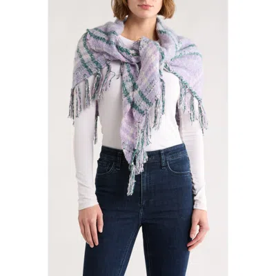 Vince Camuto Heritage Plaid Fringe Scarf In Metallic