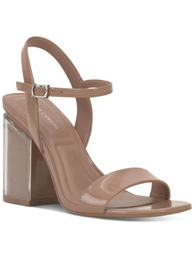Vince Camuto Herrican Womens Patent Leather Square Toe Heels In Beige