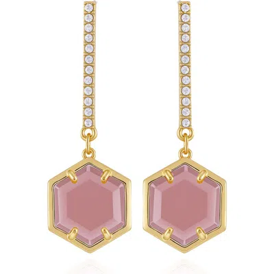 Vince Camuto Hexagon Pave Bar Drop Earrings In Gold