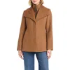 Vince Camuto High-low Hem Wool Blend Coat With Fixed Bib In Brown