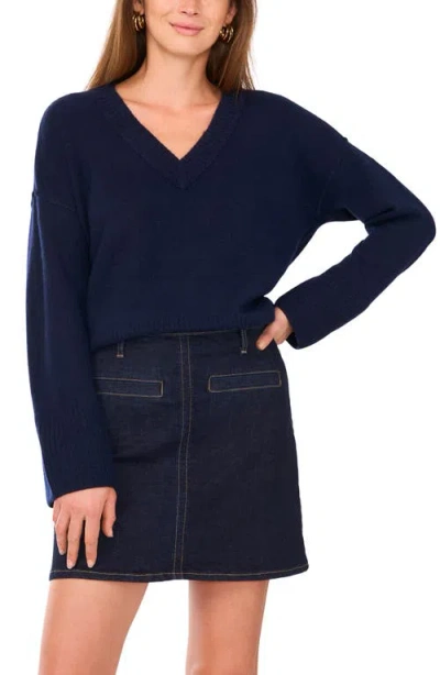 Vince Camuto High-low V-neck Sweater In Blue