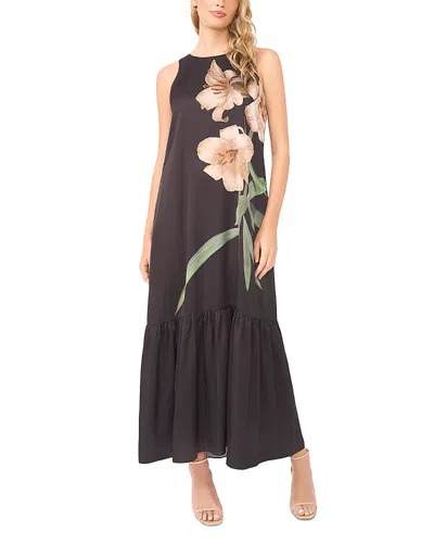 Vince Camuto High Neck Drop Waist Tiered Maxi Dress In Black