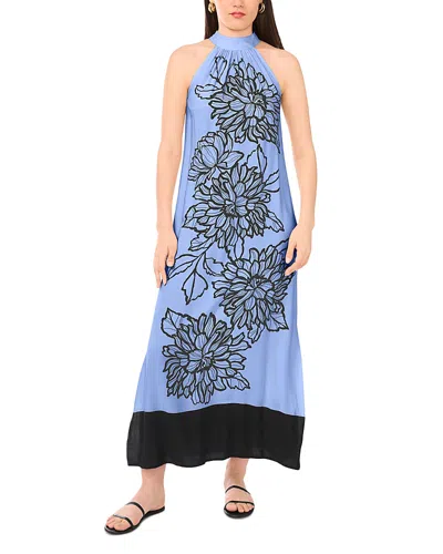 Vince Camuto Placed Floral Challis Maxi Dress In Blue