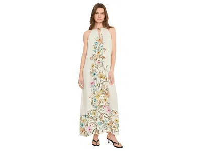 Vince Camuto High Neck Flowy Maxi With Trim In Multi