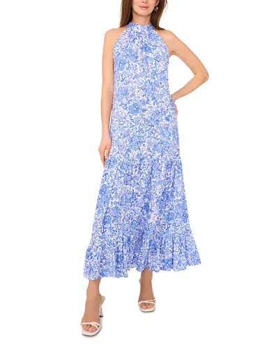 Vince Camuto High Neck Sleeveless Dress In Blue