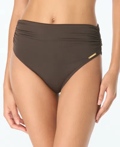 Vince Camuto High-waisted Bikini Bottoms In Brown
