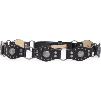Vince Camuto Hip Slung Concho Belt In Black