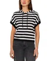Vince Camuto Hooded Sweater In Rich Black/white