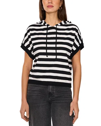 Vince Camuto Hooded Sweater In Rich Black/white