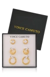 Vince Camuto Hoop And Stud Earring Set In Gold
