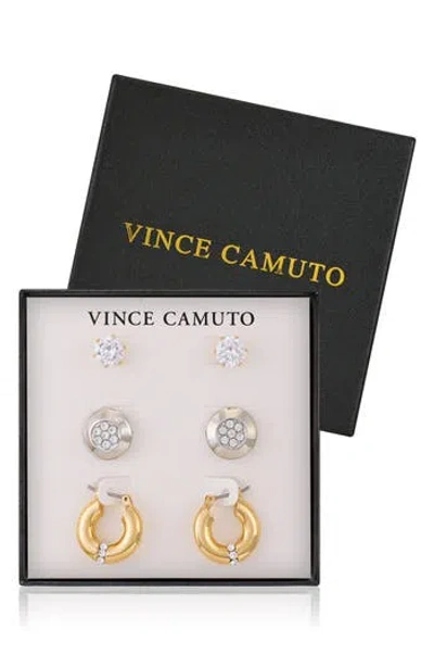 Vince Camuto Hoop And Stud Earring Set In Gold