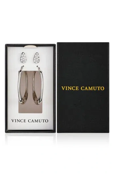 Vince Camuto Hoop And Stud Earring Set In Silver