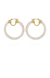 Vince Camuto Hoop Earrings With Pearls Baguette Crystals In Gold