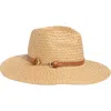 Vince Camuto Horsebit Straw Panama Hat In Tan