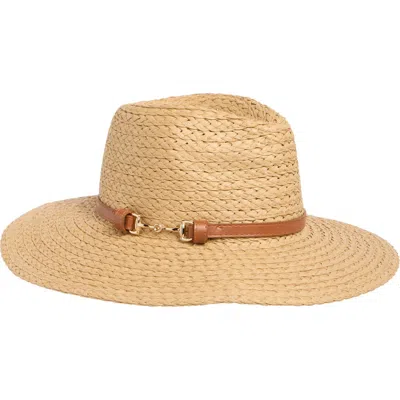 Vince Camuto Horsebit Straw Panama Hat In Tan