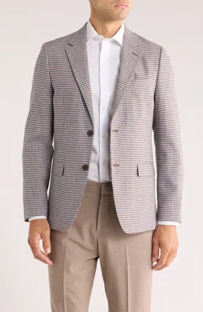 Vince Camuto Houndstooth Cotton & Linen Blend Sport Coat In Gray