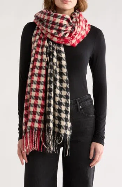Vince Camuto Houndstooth Fringe Scarf In Multi