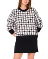 Vince Camuto Houndstooth Pull On Sweater Xxs 3x In Black