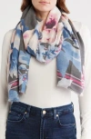 Vince Camuto Ikat Blooms Wrap In Gray