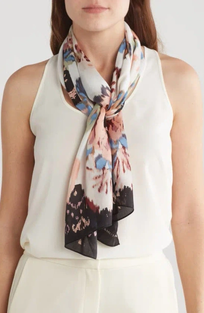 Vince Camuto Ikat Floral Silk Oblong Scarf In Neutral