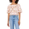 Vince Camuto Ikat Print Square Neck Top In Neutral
