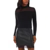 Vince Camuto Illusion Yoke Mock Neck Top In Black