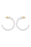 Vince Camuto Imitation Pearl Hoop Earrings In Goldtone